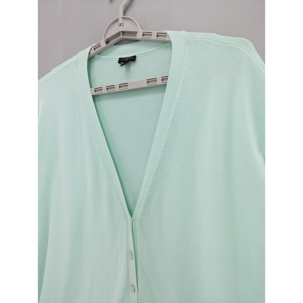 Talbots Cardigan Sweater Women 3X Mint Green V-Neck Button Front - Picture 2 of 9
